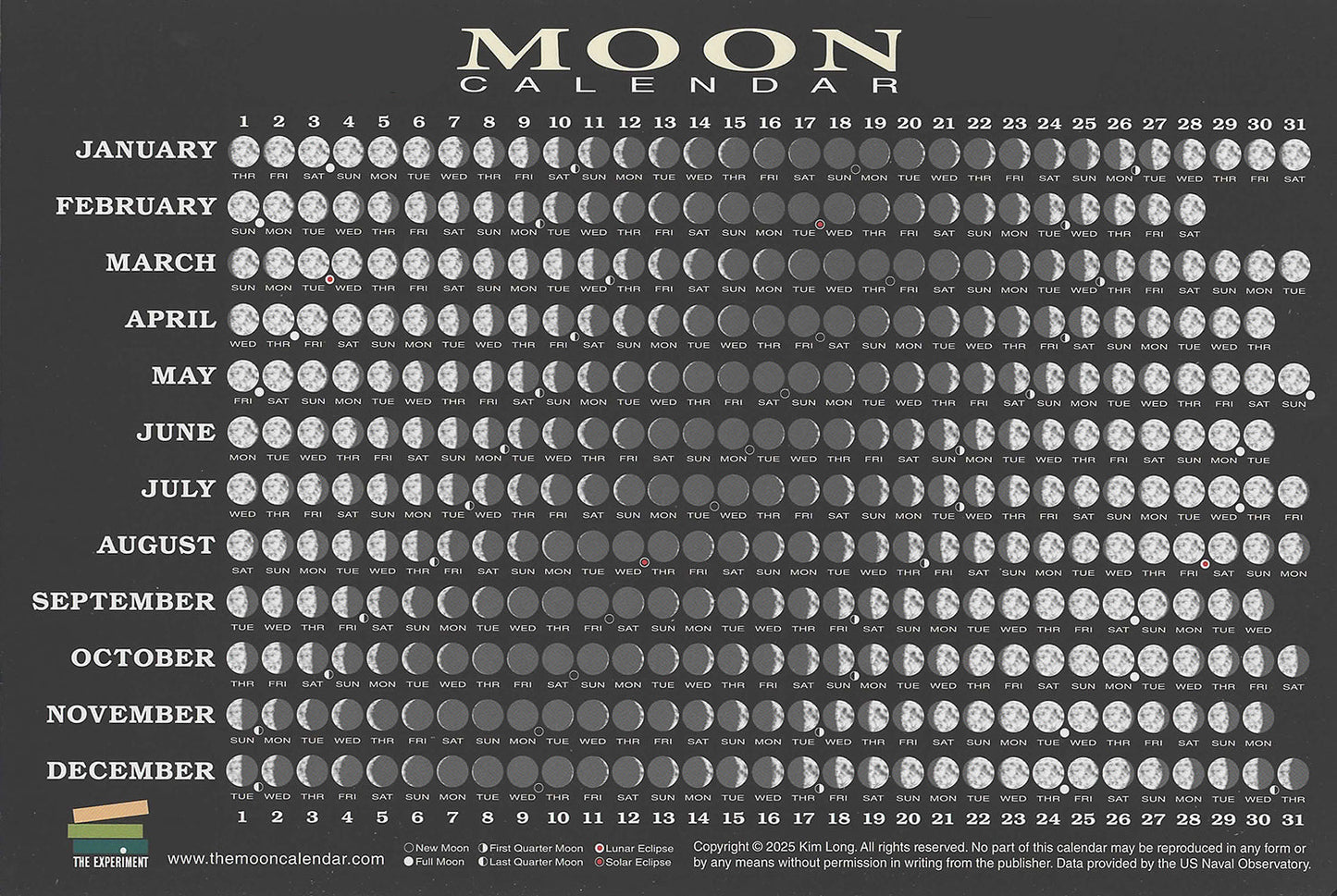 2027 Moon Card Calendar Wall