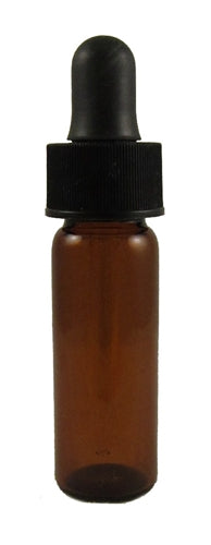 Glass Bottle With Dropper, 1 Dram, Amber Glass