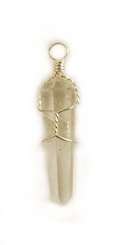 Wirewrapped Clear Quartz Stone Point Pendant