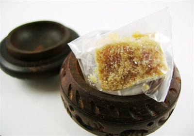 Nepalese Amber Resin In Carved Wooden Box