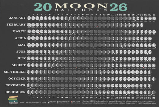 2026 Moon Card Calendar Wall