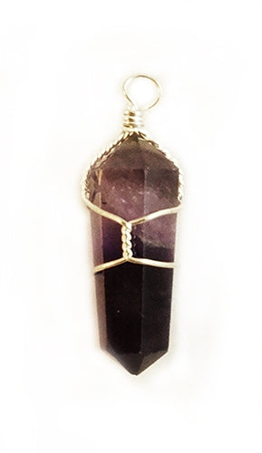 Wirewrapped Amethyst Stone Point Pendant